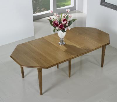  Table à volets octogonale 120x120 réalisée en Chêne Massif 6 pieds fuseaux 3 allonges de 40 cm