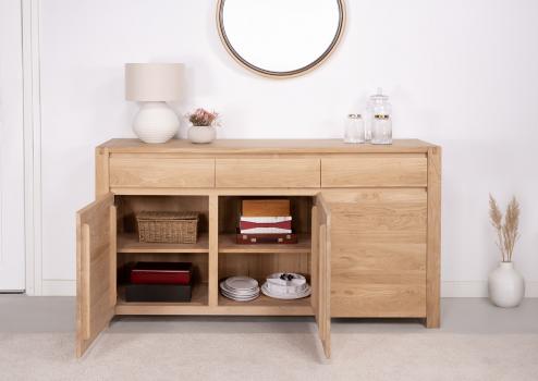 Buffet 3 portes Jean-Lin  réalisé en Chêne de Ligne contemporaine Finition chêne Brossé