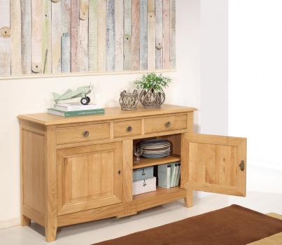 Buffet 2 portes 3 tiroirs Oliver réalisé en Chêne massif de style Directoire 
