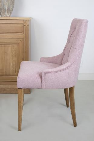 Chaise de séjour Capitonnée, 4 pieds en Chêne Massif Tissu FSM